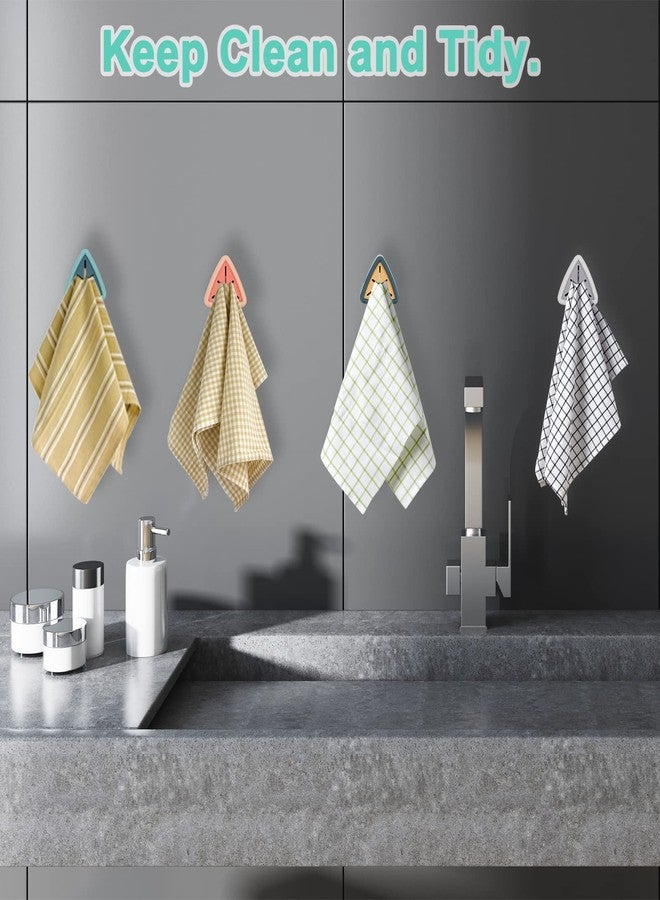 Pletpet 4Pcs Towel Hook Holder Grabber, Drill Free Self Adhesive Push Hooks Firmly, Colorful Dish Towel Holders for Kitchen Bathroom Organization - Image 2