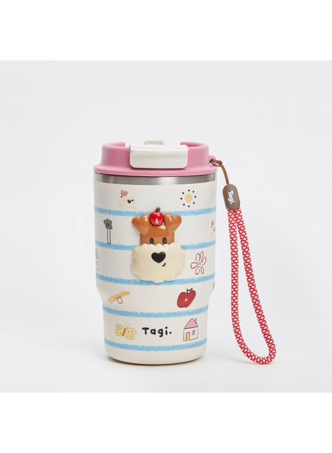 Tagi. Tagi Popcorn Double Straw Insulated Cup 316l Stainless Steel Water Coffee Mug Birthday Gift Striped Garden - Image 2