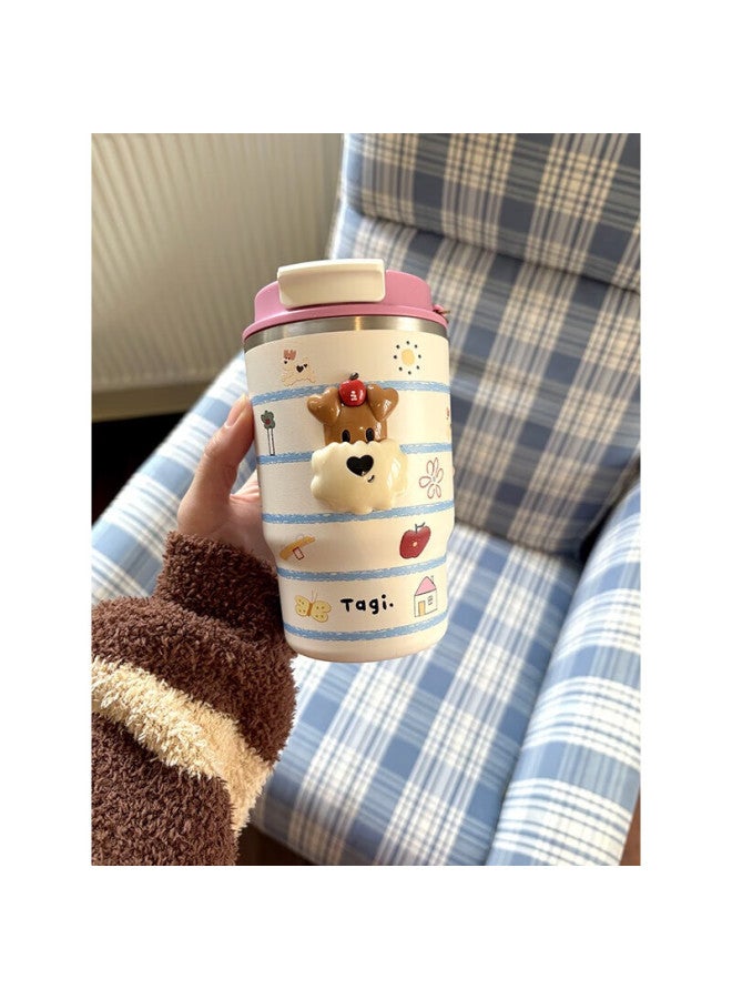 Tagi. Tagi Popcorn Double Straw Insulated Cup 316l Stainless Steel Water Coffee Mug Birthday Gift Striped Garden - Image 1
