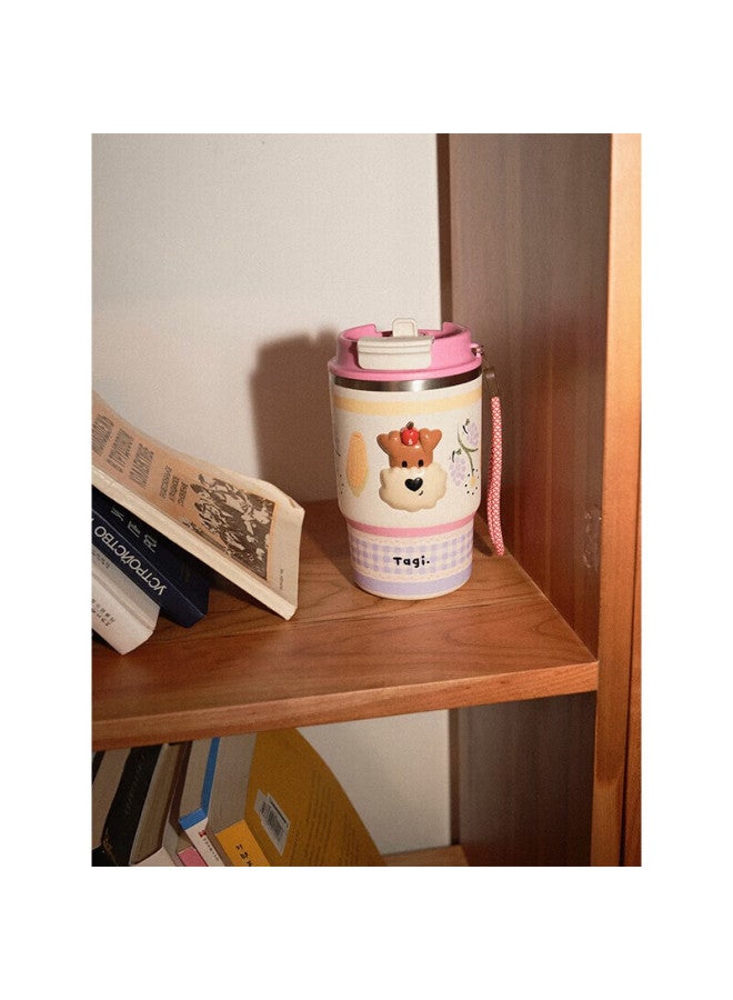 Tagi. Tagi Popcorn Double Straw Insulated Cup 316l Stainless Steel Water Coffee Mug Birthday Gift Striped Garden - Image 3