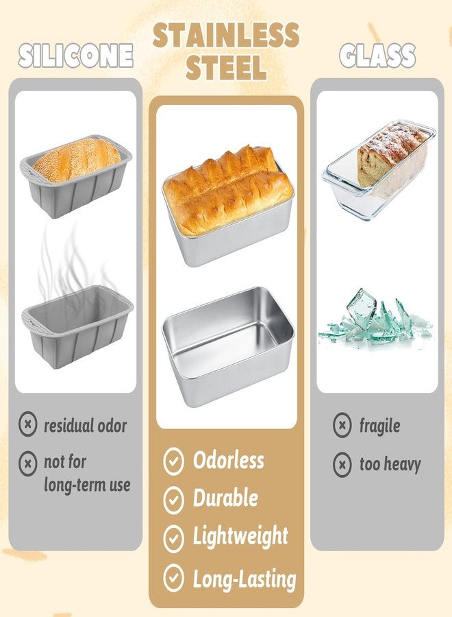 AKOLAFE 6 Pack Stainless Steel Loaf Pan 9 x 5.9 Inch Banana Bread Pan for Homemade Bread Loaf Pans for Baking Bread Tin Sourdough Bread Baking Pan Metal Sandwich Loaf Bread Pans for Meatloaf, Cake - Image 4