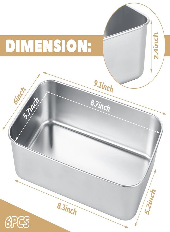 AKOLAFE 6 Pack Stainless Steel Loaf Pan 9 x 5.9 Inch Banana Bread Pan for Homemade Bread Loaf Pans for Baking Bread Tin Sourdough Bread Baking Pan Metal Sandwich Loaf Bread Pans for Meatloaf, Cake - Image 2
