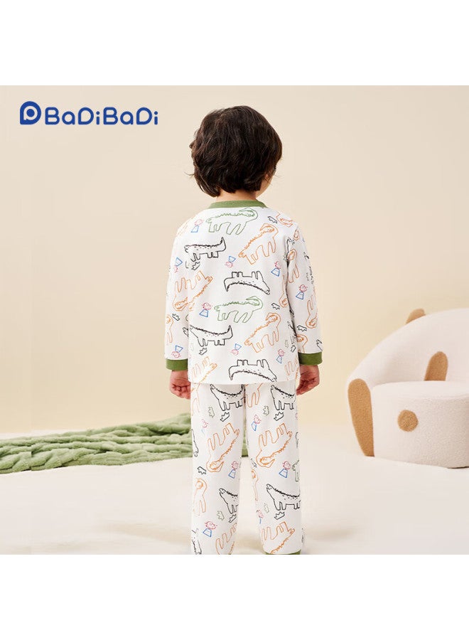 Badibadi Spring Autumn Baby Toddler Kids Homewear Pajama Set Skin-friendly Comfortable Outdoor Air Conditioning Clothes Colorful Dinosaur 130