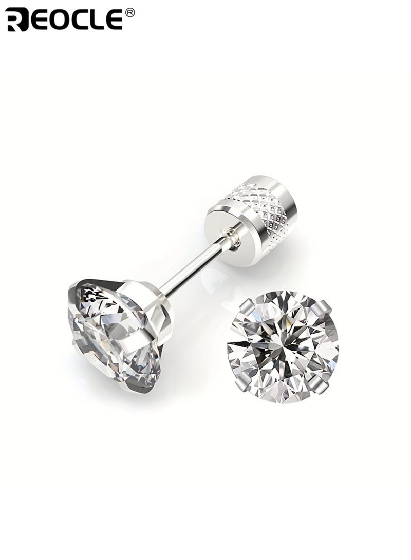 ريوكل 4 أزواج 4 مم أقراط زركونيا بيضاء اصطناعية مع نقش الأزهار نمط المياه حفر سدادات الأذن تصميم المسمار الأسنان الخارجي شعبية في أوروبا وأمريكا مناسبة لعيد الحب ارتداء اليومي للحفلات مناسبات خاصة أنيقة أنيقة للنساء للسيدات للبالغين - Image 2