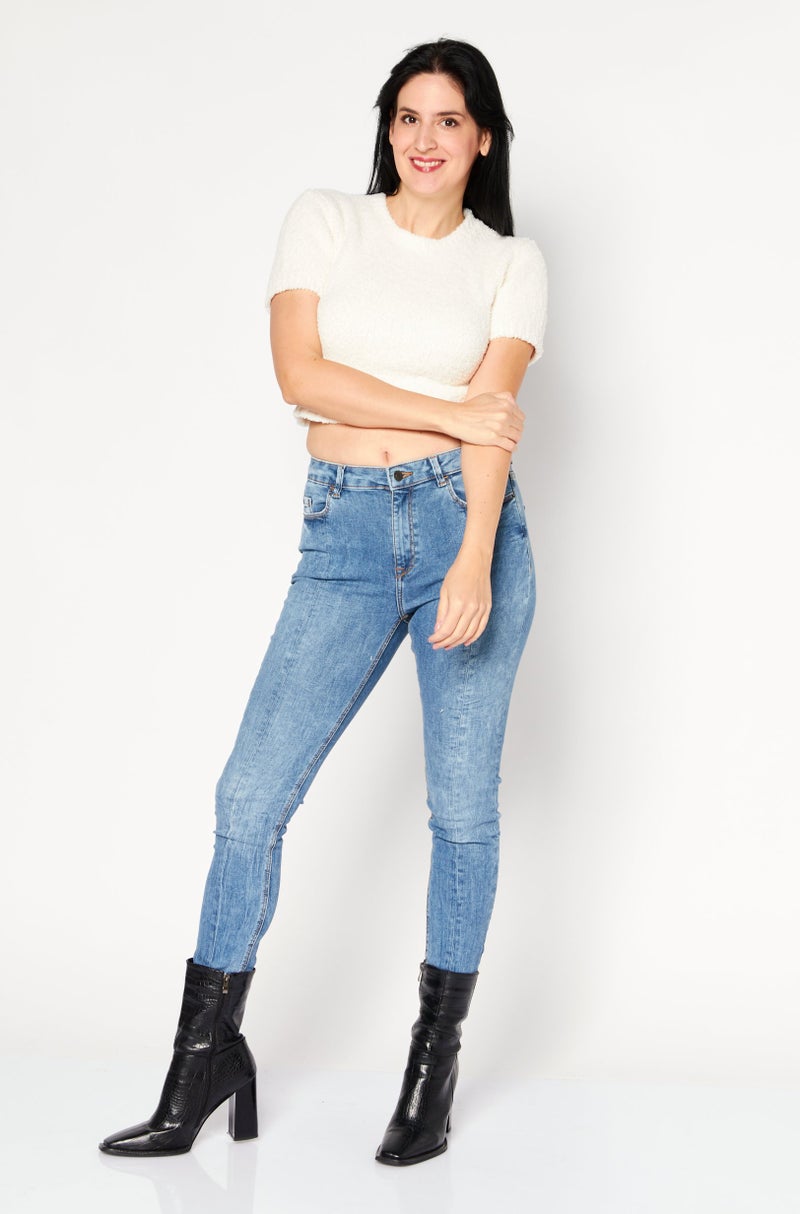 Missguided Women Round Neck Short Sleeve Textured Top, White - Image 2