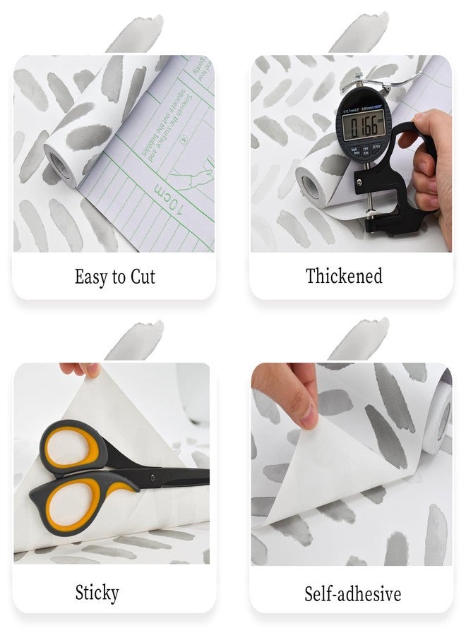Sevalo Gray and White Wallpaper Peel and Stick Wallpaper Boho Contact Paper for Cabinets Gray Herringbone Contact Paper Self-Adhesive Removable Bedroom Bathroom Chevron Classroom Room 17.3inW 78.7inL - Image 4