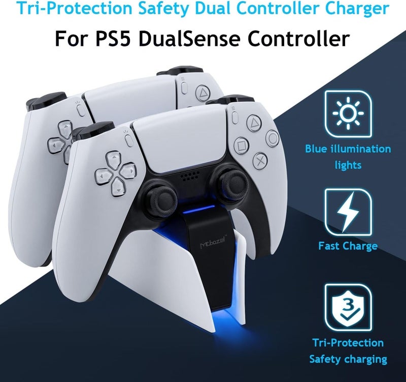 مكبازل محطة شحن مزدوجة USB من لوحدات تحكم PS5 DualSense مع مؤشرات ضوء LED / شحن سريع / حماية ثلاثية - Image 3