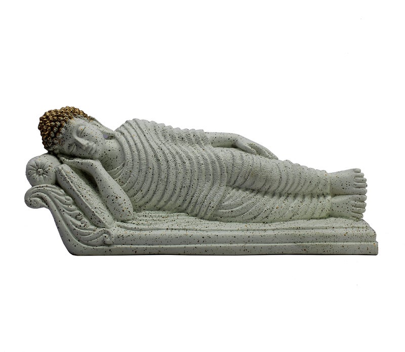 ESPLANADE Resin Sleeping Reclining Buddha Tibetan Buddhist Idol Statue Figurine - Home Decor - White - 16.5" Inches - Image 4