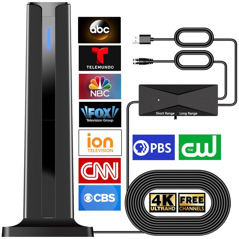 ATVFuture Digital Antenna for Smart TV Indoor, 2026 HD Antennas with 3M-Stick Base, 360Â°&Long Range Reception 4k 1080p for Local Channels, Easy Setup Antenna for TV Without Cable (Black) - Image 2
