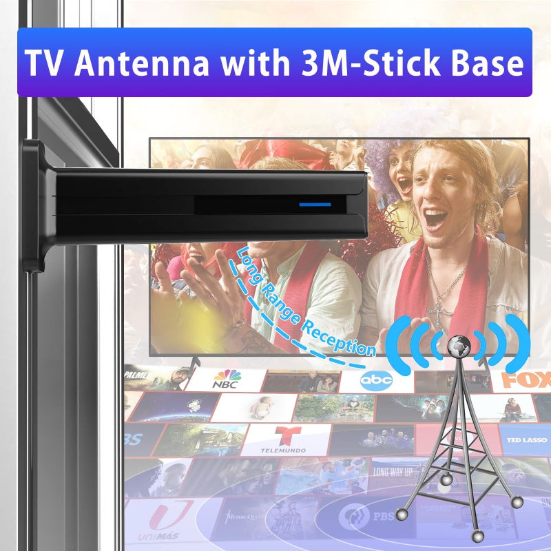 ATVFuture Digital Antenna for Smart TV Indoor, 2026 HD Antennas with 3M-Stick Base, 360Â°&Long Range Reception 4k 1080p for Local Channels, Easy Setup Antenna for TV Without Cable (Black) - Image 5