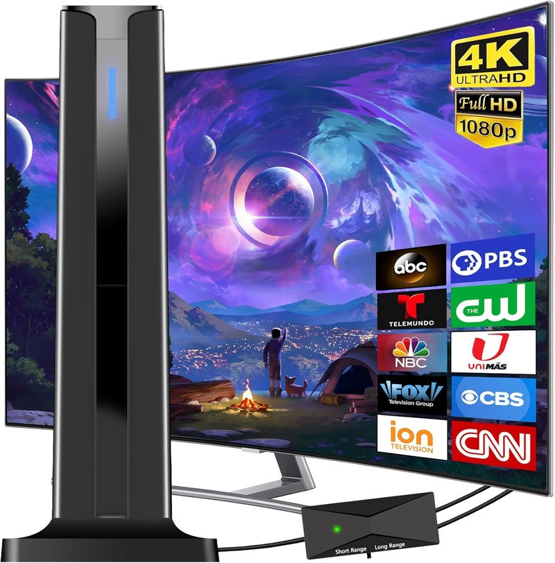 ATVFuture Digital Antenna for Smart TV Indoor, 2026 HD Antennas with 3M-Stick Base, 360Â°&Long Range Reception 4k 1080p for Local Channels, Easy Setup Antenna for TV Without Cable (Black) - Image 1