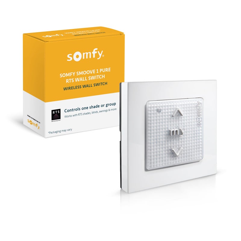 Somfy Smoove 1 RTS Pure 1Channel Wall Mount Switch for RTS Motorized Shades Curtains and Blinds Mounts Easily to Wall or Surface Easy to Install No Electrician Needed 1811533 - Image 2