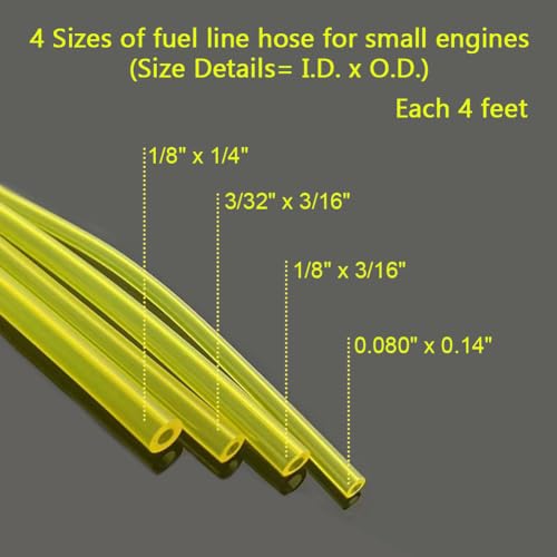 HUZTL Fuel Line Hose Kit 3/32" x 3/16" 1/8" x 3/16" 1/8" x 1/4" .080" x .140" for Poulan Craftman Chainsaw String Trimmer Blower Small Engine Fuel Hose (4 feet each) - Image 2