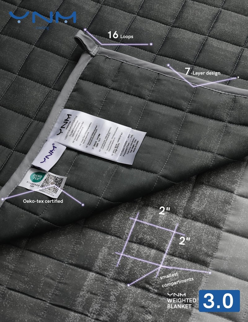 YnM Cooling Weighted Blanket â€” Oeko-Tex Certified Material (Gradient Dark Grey, 60"x80" 20lbs), Suit for One Person(~190lb) Use on Queen/King Bed - Image 5