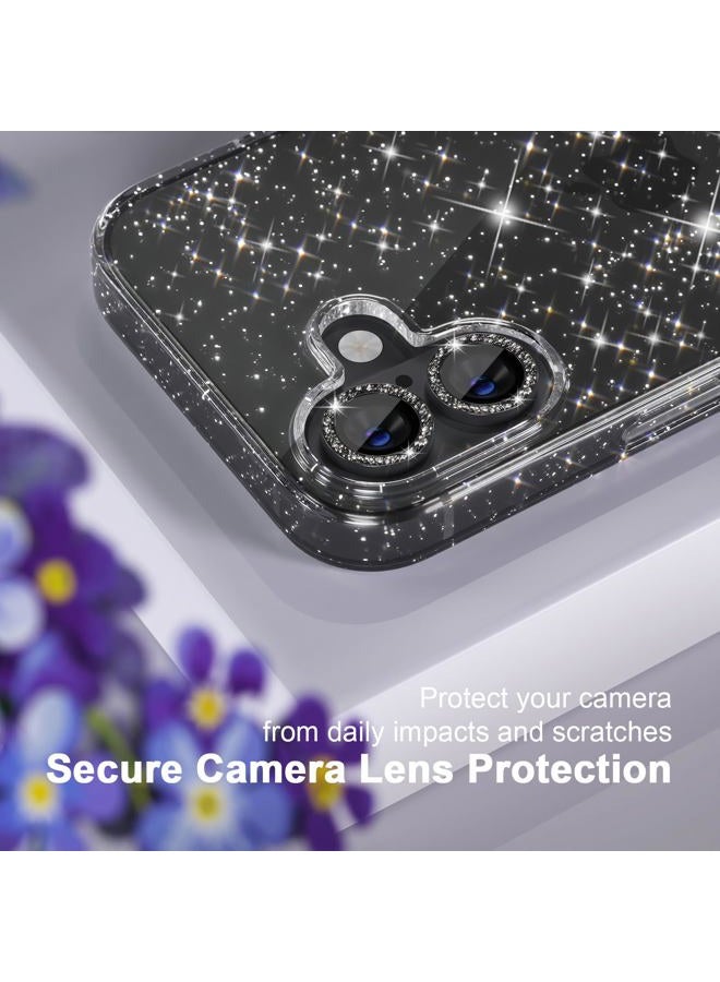 Choiche Compatible for iPhone 16 Plus Case Women Phone Case, Cute Bling Sparkly, Military Grade Drop Protection, 2 Diamond Camera Lens Covers, 2 Tempered Glass Protectors, 6.7 inch (Glitter Black) - Image 3