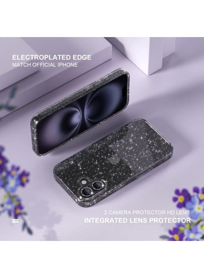 Choiche Compatible for iPhone 16 Plus Case Women Phone Case, Cute Bling Sparkly, Military Grade Drop Protection, 2 Diamond Camera Lens Covers, 2 Tempered Glass Protectors, 6.7 inch (Glitter Black) - Image 4