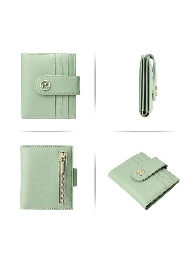 FT FUNTOR Funtor Small Wallets For Womenladies Slim Bifold Credit Card Holder With Zipper Coin Pocket(Green) - Image 4