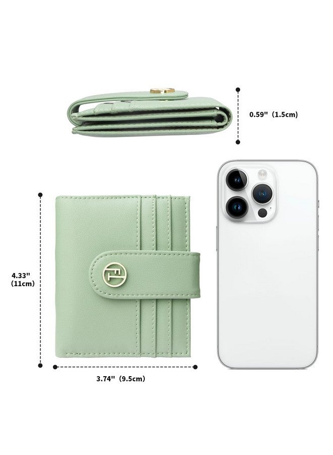 FT FUNTOR Funtor Small Wallets For Womenladies Slim Bifold Credit Card Holder With Zipper Coin Pocket(Green) - Image 3
