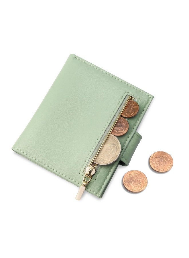 FT FUNTOR Funtor Small Wallets For Womenladies Slim Bifold Credit Card Holder With Zipper Coin Pocket(Green) - Image 5