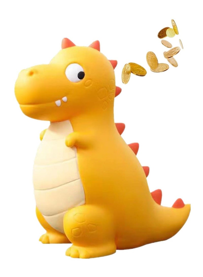 NIBEMINENT Dinosaur Bank for Kids, Lovely Creative Coin Bank, Shatterproof Unbreakable Plastic Money Suitable Gifts Kids Boys Girls (Yellow) - Image 1