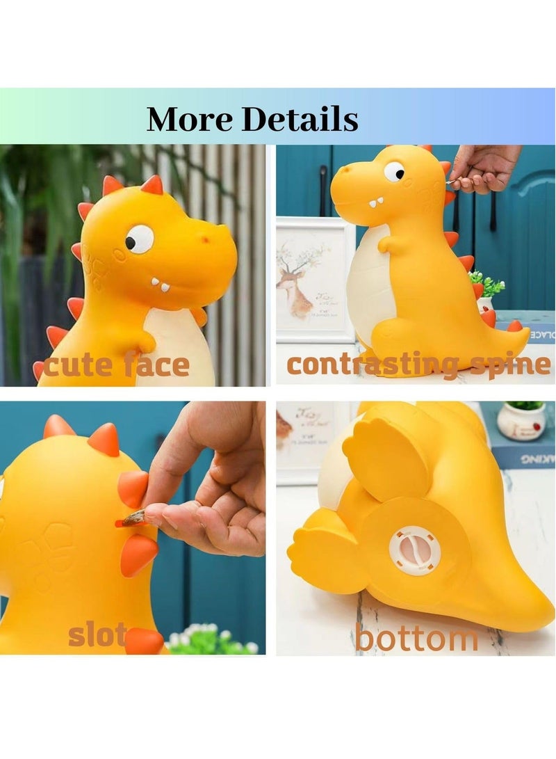 NIBEMINENT Dinosaur Bank for Kids, Lovely Creative Coin Bank, Shatterproof Unbreakable Plastic Money Suitable Gifts Kids Boys Girls (Yellow) - Image 4
