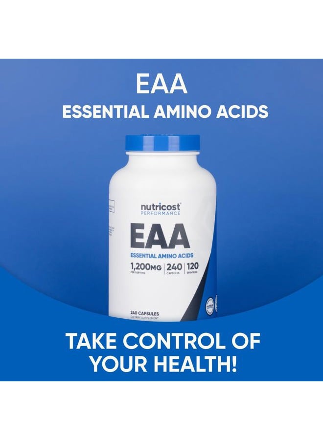 Nutricost كبسولات EAA 1200 ملغ، 240 كبسولة - الأحماض الأمينية الأساسية، 120 حصة - خالية من الكائنات المعدلة وراثيًا، خالية من الغلوتين ونباتية - Image 5
