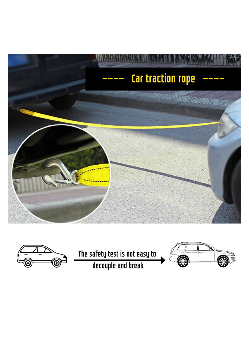Car Towing Rope 6 meter, 5 Ton Tow Rope with Tow Hooks, Heavy Duty Towing Belt FaJ ST206B1
