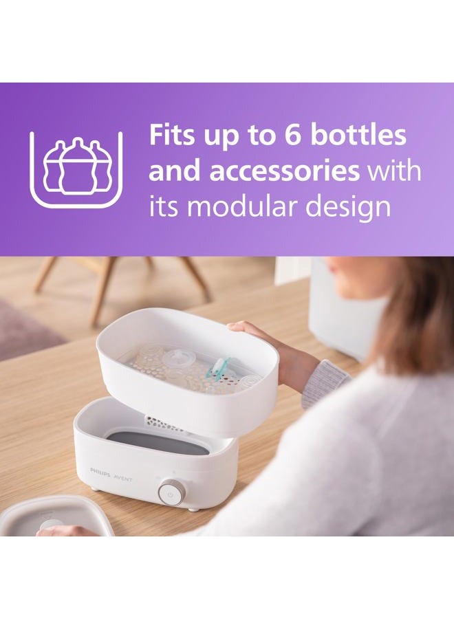 Avent Philips Avent Baby Bottle Sterilizer and Dryer Premium, Removes 99,9% of Bacteria, Chemicals Free, Capacity 6 Bottles/Teats/Accessories, Modular Space Saving Design, Model SCF293 - Image 5