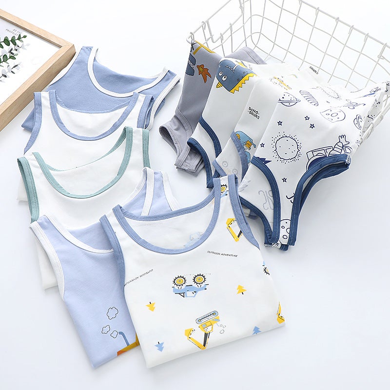Summer Cartoon Printed Boneless Kidsren'S Vest Pure Cotton Boys Simple Sleeveless Top Bottoming - Image 3