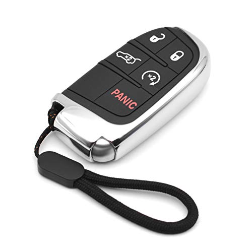 MECHCOS Fit for Jeep Compass Renegade Grand Cherokee Dodge Durango Hornet Challenger Charger Ram Promaster 1500 2500 3500 Chrysler 300 Fiat 500X Silver Key Fob Cover Case Holder Protector Accessories - Image 1