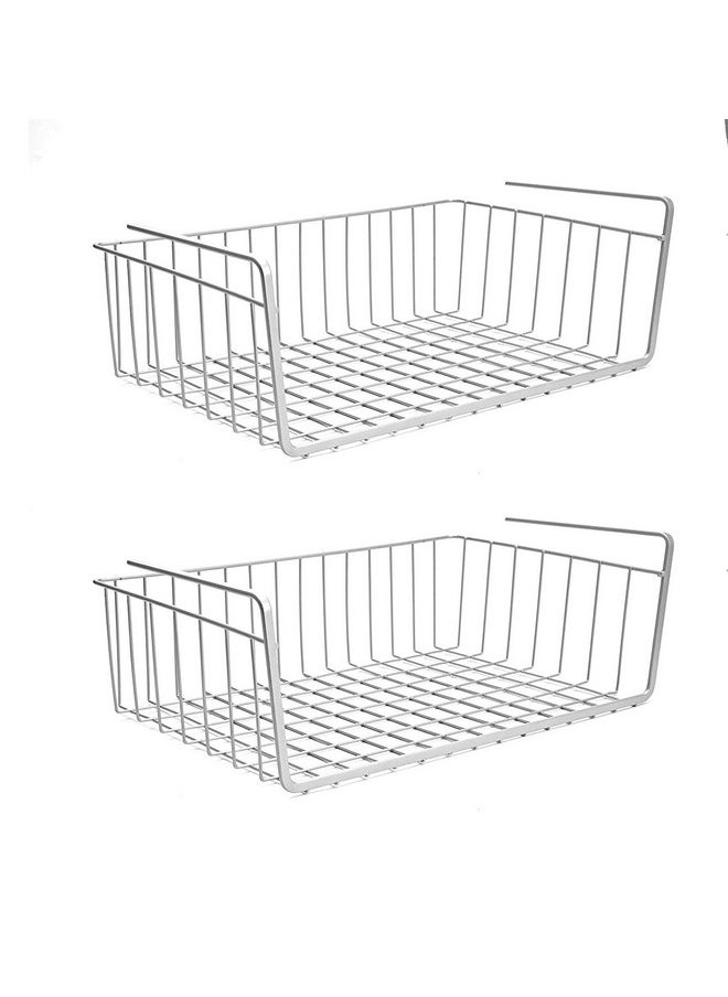 Styleys Styleys Metal Under Shelf Basket Wire Rack for Extra Cabinet Storage 15.5-inch (White 2pcs) - S11027, Tiered Shelf  - Image 1