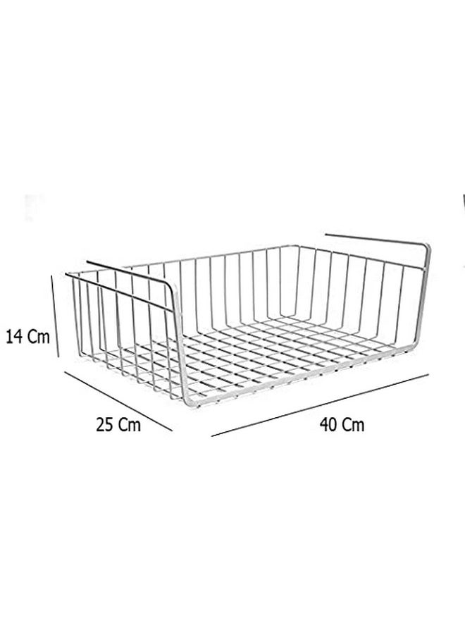 Styleys Styleys Metal Under Shelf Basket Wire Rack for Extra Cabinet Storage 15.5-inch (White 2pcs) - S11027, Tiered Shelf  - Image 4