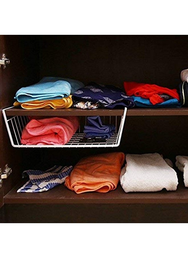 Styleys Styleys Metal Under Shelf Basket Wire Rack for Extra Cabinet Storage 15.5-inch (White 2pcs) - S11027, Tiered Shelf  - Image 5