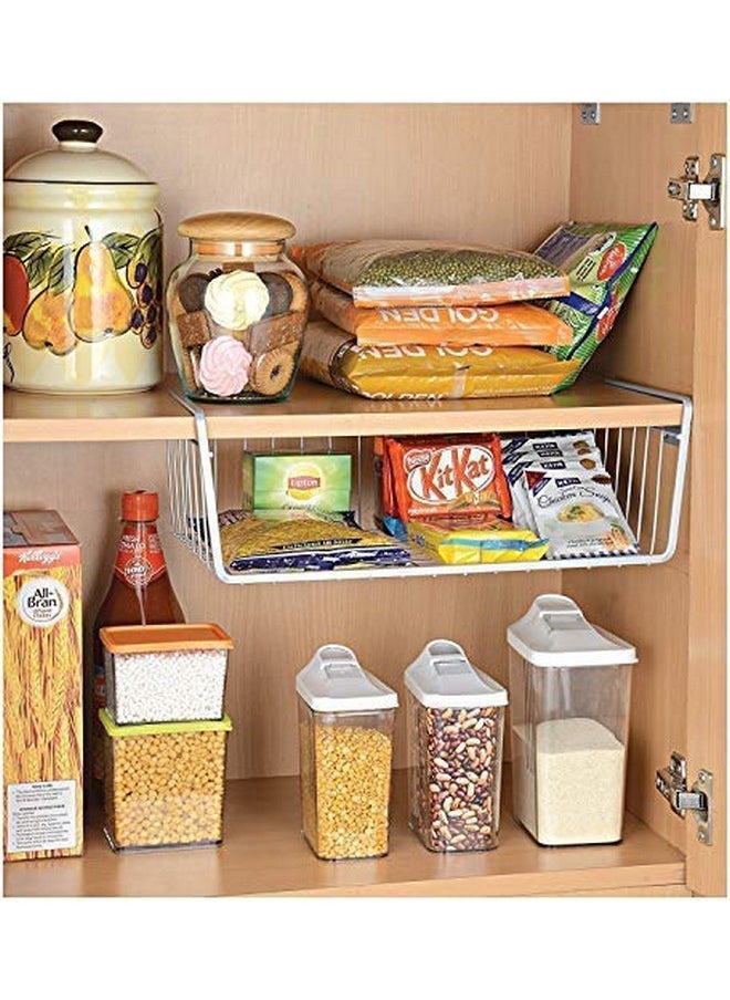 Styleys Styleys Metal Under Shelf Basket Wire Rack for Extra Cabinet Storage 15.5-inch (White 2pcs) - S11027, Tiered Shelf  - Image 3