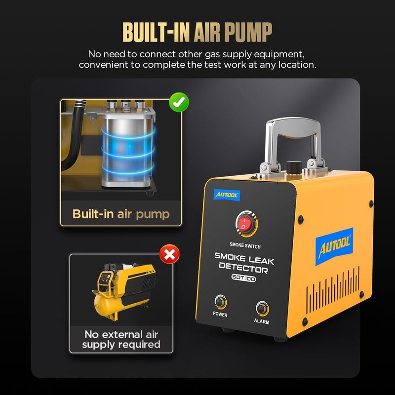 أوتول AUTOOL آلة الدخان للسيارات كاشف الرصاص DC 12V EVAP اختبار تشخيص الفراغ مع مضخة هواء مدمجة لنظام الأنابيب - Image 2