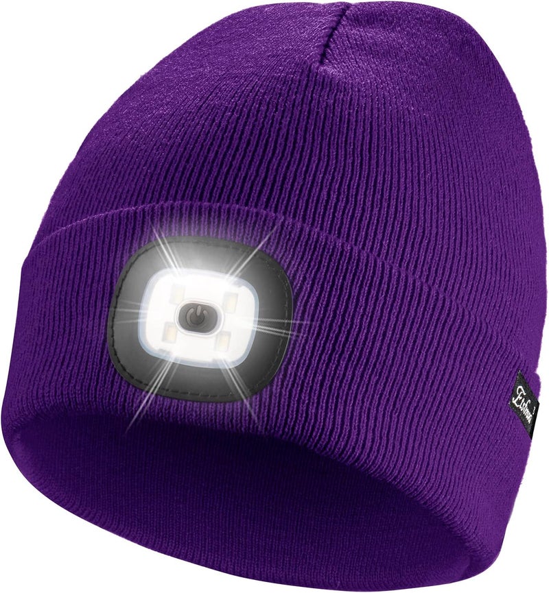 Etsfmoa Store Unisex Beanie with The Light Gifts for Men Dad Father USB Rechargeable Caps - Image 1
