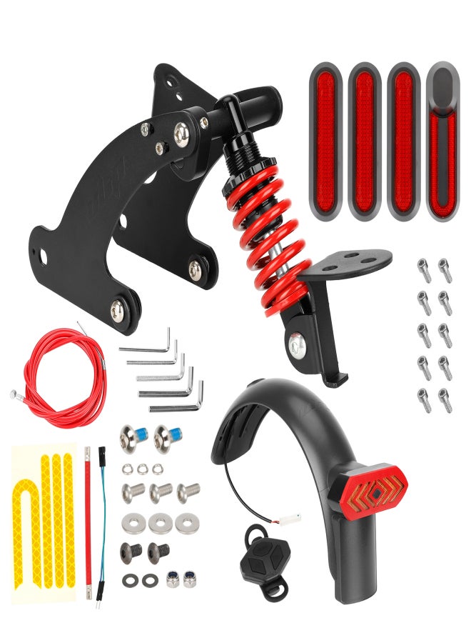Ulip Rear Shock Absorber Electric Scooter Suspension Kit with Remote Control LED Taillight Rear Mudguard Wheel Hub Decorative Cover Compatible with Pro/Pro2 Scooters - Image 1