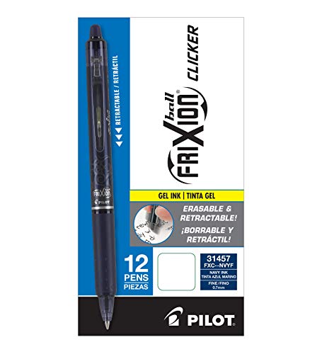 Pilot FriXion Clicker Erasable Gel Pens, Fine Point (0.7mm), Navy Ink, 12-Pack - Refillable, Smooth Writing Pens for School, Journaling, and Office Use - Image 2