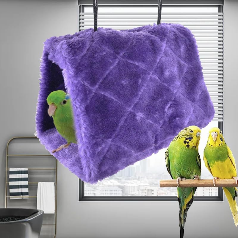 hokable Bird Nest Snuggle Hut Soft Plush Hammock Hanging Cage Tent for Birds Parrot Winter Warm Bed Pet Toy for Hamster Parrot Macaw Budgies Eclectus Parakeet Cockatiels Cockatoo Lovebird (M, Purple) - Image 3