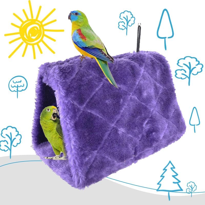 hokable Bird Nest Snuggle Hut Soft Plush Hammock Hanging Cage Tent for Birds Parrot Winter Warm Bed Pet Toy for Hamster Parrot Macaw Budgies Eclectus Parakeet Cockatiels Cockatoo Lovebird (M, Purple) - Image 4