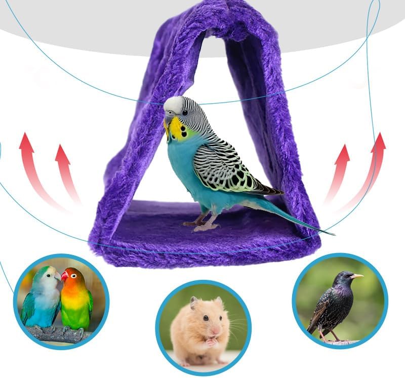 hokable Bird Nest Snuggle Hut Soft Plush Hammock Hanging Cage Tent for Birds Parrot Winter Warm Bed Pet Toy for Hamster Parrot Macaw Budgies Eclectus Parakeet Cockatiels Cockatoo Lovebird (M, Purple) - Image 2