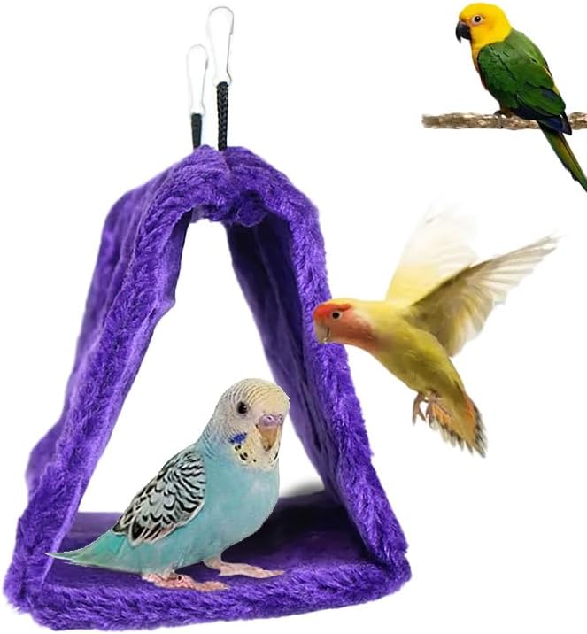 hokable Bird Nest Snuggle Hut Soft Plush Hammock Hanging Cage Tent for Birds Parrot Winter Warm Bed Pet Toy for Hamster Parrot Macaw Budgies Eclectus Parakeet Cockatiels Cockatoo Lovebird (M, Purple) - Image 1