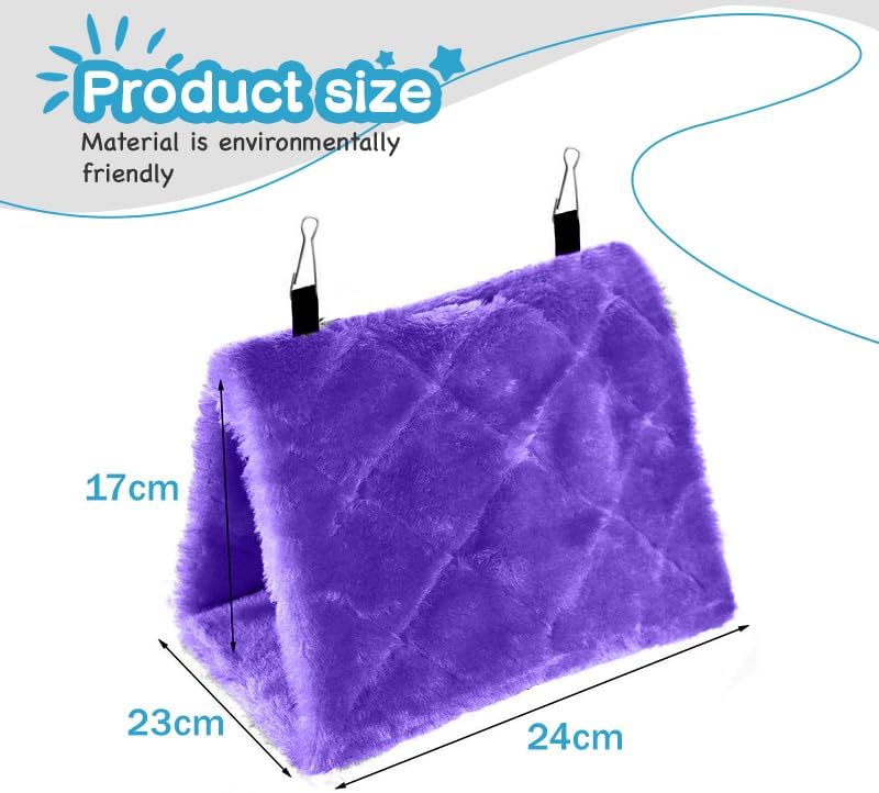 hokable Bird Nest Snuggle Hut Soft Plush Hammock Hanging Cage Tent for Birds Parrot Winter Warm Bed Pet Toy for Hamster Parrot Macaw Budgies Eclectus Parakeet Cockatiels Cockatoo Lovebird (M, Purple) - Image 5