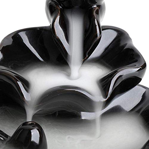 HYPOSFEE Waterfall Incense Burner, Lotus Backflow Incense Holder Ceramic Censer Cones Sticks Porcelain Holder with 10 Free Mixed Aromatherapy Cones - Image 5