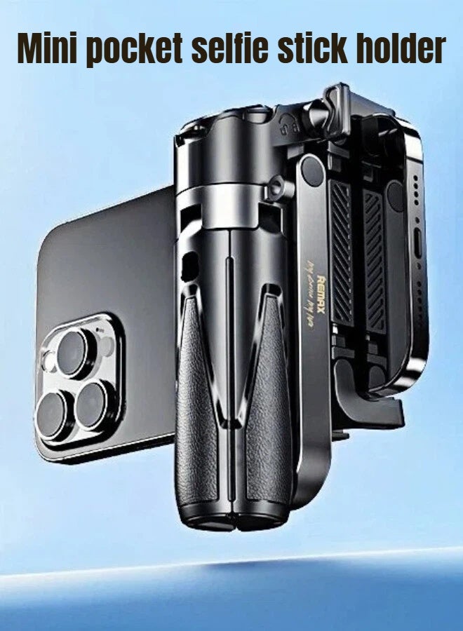 REMAX Mini Pocket Selfie Stick Tripod, Extendable Aluminum Alloy Tripod, 360° Rotation Adjustment, With Bluetooth 5.2 Charging Remote Control, Compatible With iPhone/Android/GoPro, Suitable For TikTok Live Streaming/Travel/Vlog/Video/Photo Shooting, White - Image 2