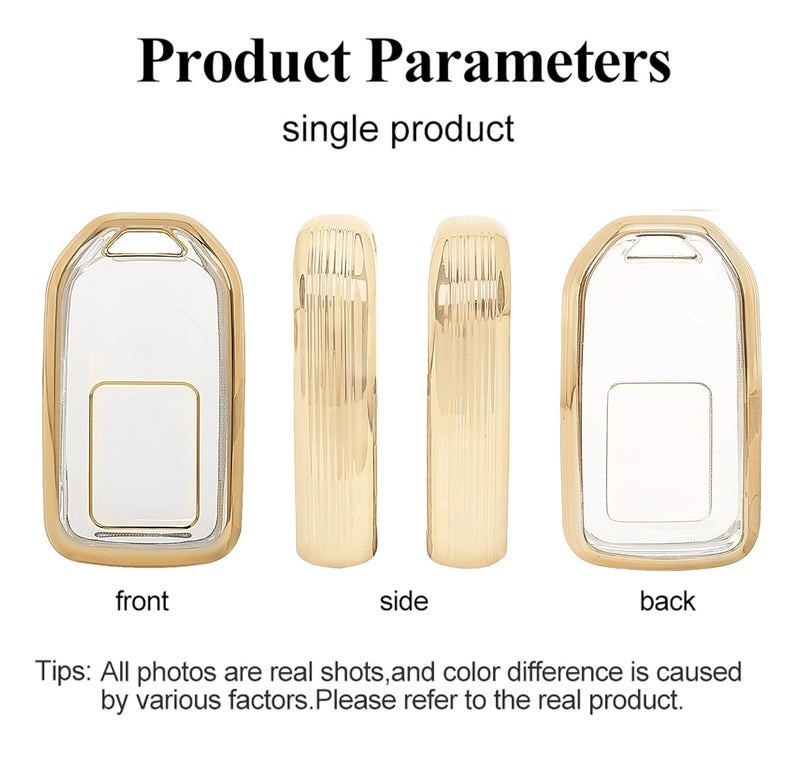 JVCV غطاء شفاف ناعم من TPU متوافق مع JVCV® لسيارات City Elevate Civic Jazz Amaze CR-V WR-V BR-V مع زر بدء التشغيل الذكي – واقي أنيق ودائم (ذهبي شفاف) - Image 3