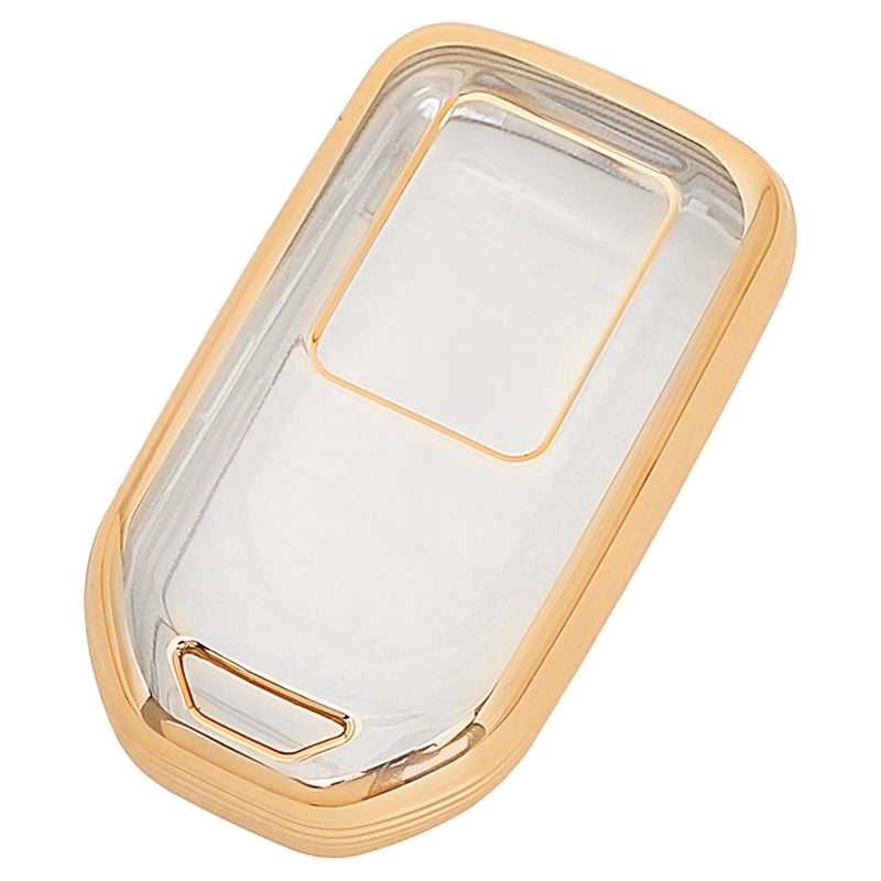 JVCV غطاء شفاف ناعم من TPU متوافق مع JVCV® لسيارات City Elevate Civic Jazz Amaze CR-V WR-V BR-V مع زر بدء التشغيل الذكي – واقي أنيق ودائم (ذهبي شفاف) - Image 4