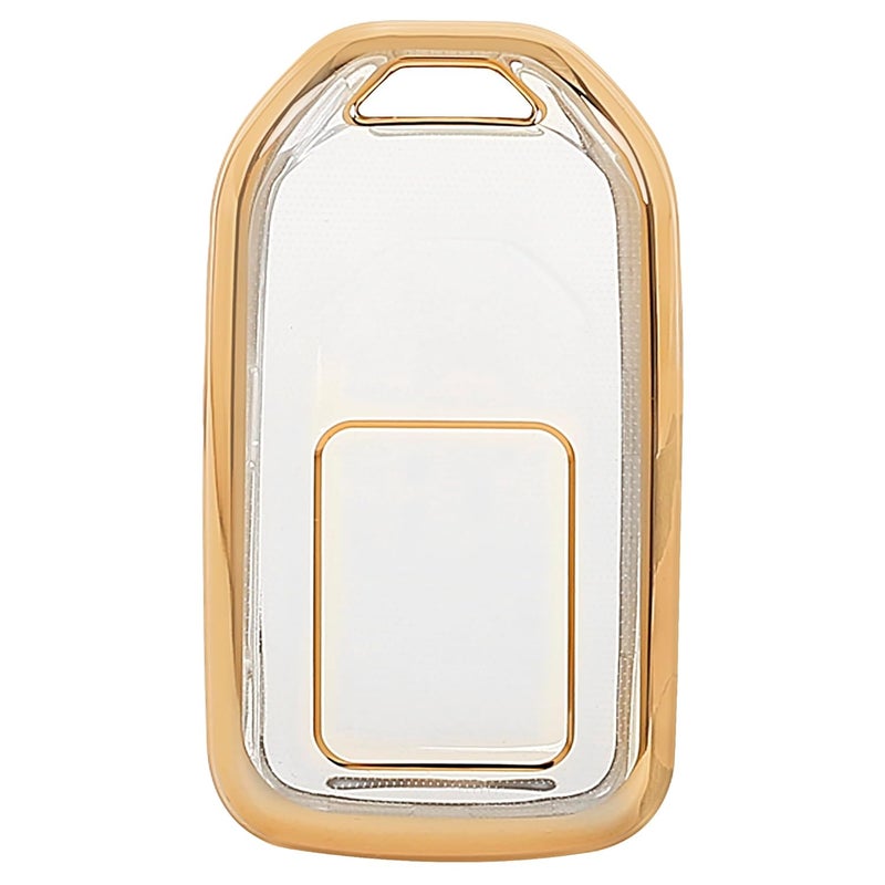 JVCV غطاء شفاف ناعم من TPU متوافق مع JVCV® لسيارات City Elevate Civic Jazz Amaze CR-V WR-V BR-V مع زر بدء التشغيل الذكي – واقي أنيق ودائم (ذهبي شفاف) - Image 1