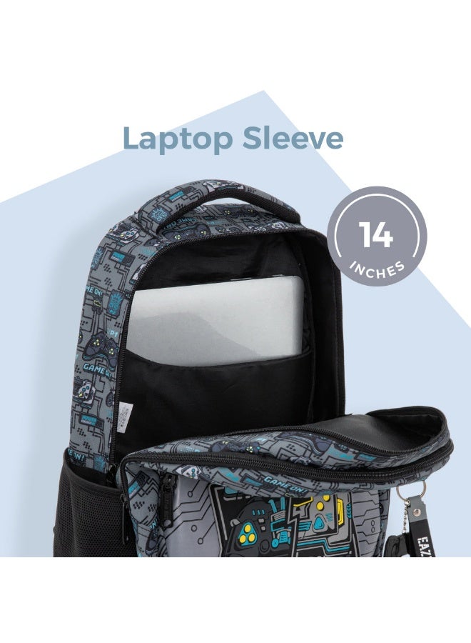 Eazy Kids 17” 3-Piece Trolley School Backpack with Lunch Bag & Pencil Case, Gamer - Grey - Image 5