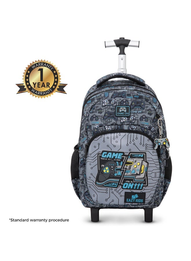 Eazy Kids 17” 3-Piece Trolley School Backpack with Lunch Bag & Pencil Case, Gamer - Grey - Image 4
